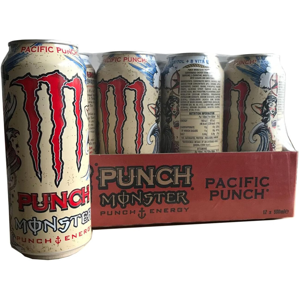 (Pack Of 24) Monster Pacific Punch Energy Drink 500ml