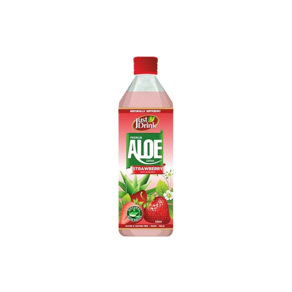 ( Pack Of 12) JUST DRINK STRAWBERRY ALOE VERA - 500ML