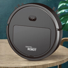 Robot Vacuum Cleaner Strong Suction, 60 min Runtime, Quiet, Slim, Ideal for Pet Hair, Carpets, Hard Floors, Black White