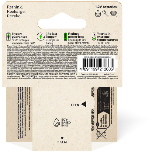GP GPRHC103E042 GP Recyko NiMH 950mAh AAA 4's ECV paper box 2