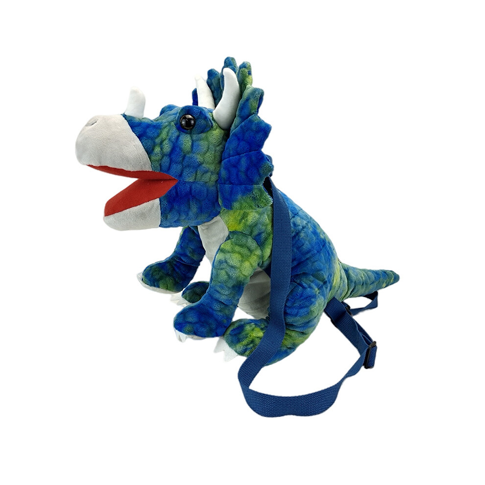 (Triceratops) Dinosaur Backpack Plush Toy Triceratops Velociraptor T Rex Bag Large Capacity