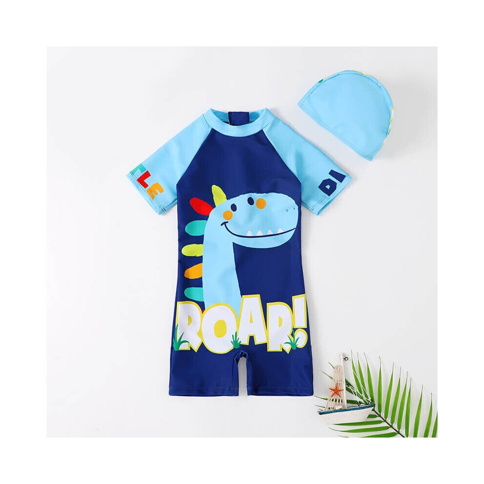 (Blue, 5-6 Years) Kids Boys Surf Suit Swim Swimsuit Summer Beach Swimming Costume&Cap Age 2-7 Yrs-image-OPC-PDYRCTM-NEW