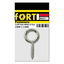 Fort Fasteners® Steel Curtain Wire Eyes 23mm x 2.0mm Midi 48 Eyes