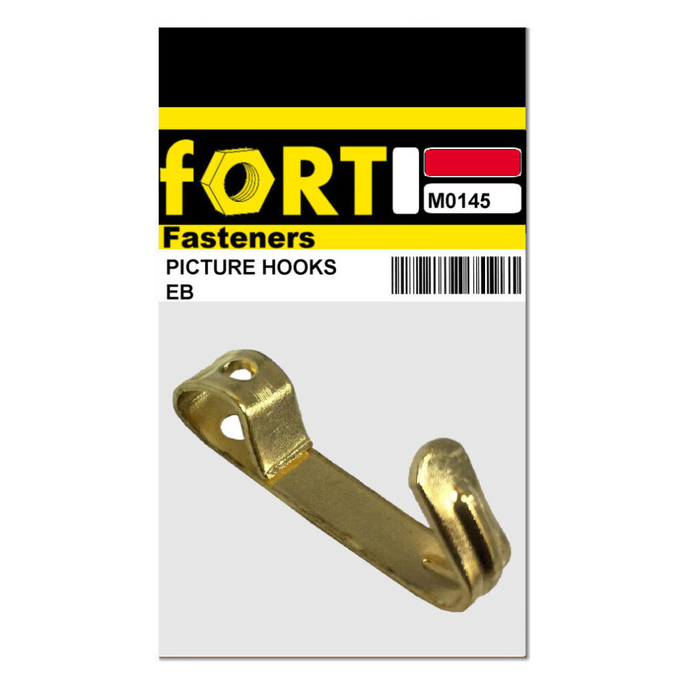 Fort Fastenersâ® Brassed Picture Hooks, Single No.1 Small Midi 30 Hooks 5057670035400