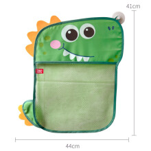(Dinosaur) Baby Shower Toy Cute Duck Frog Net Toy Storage Bag Strong Suction Cup Baby Shower Game Bag Bathroom Organizer Water Toy