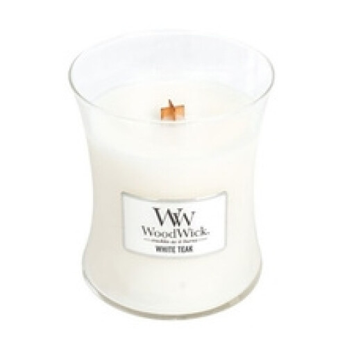 WoodWick KLEINE MINI JAR WITTE TEAK KAARS CLESSIDRA