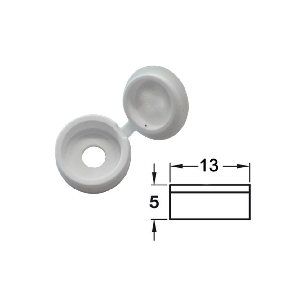 Hinged Screw Cover Cap Size 6-8 White Pack Of 100 5057670026521