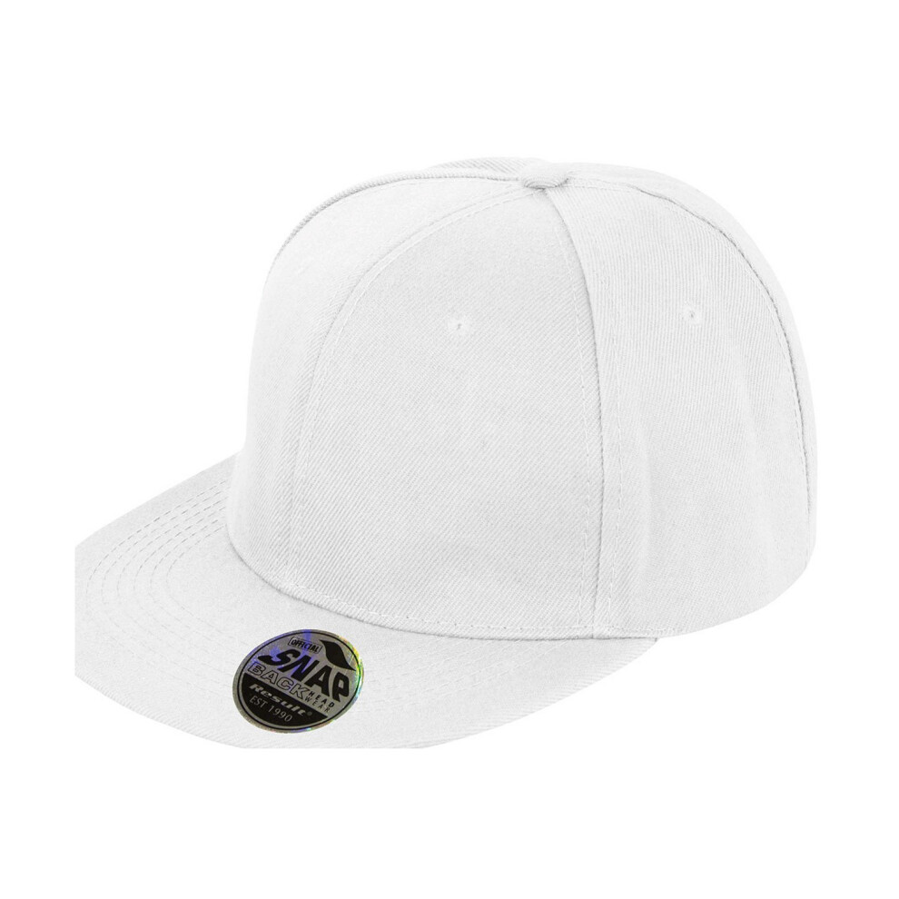 (One Size, White) Result Headwear Bronx Original Flat Peak Snapback Cap