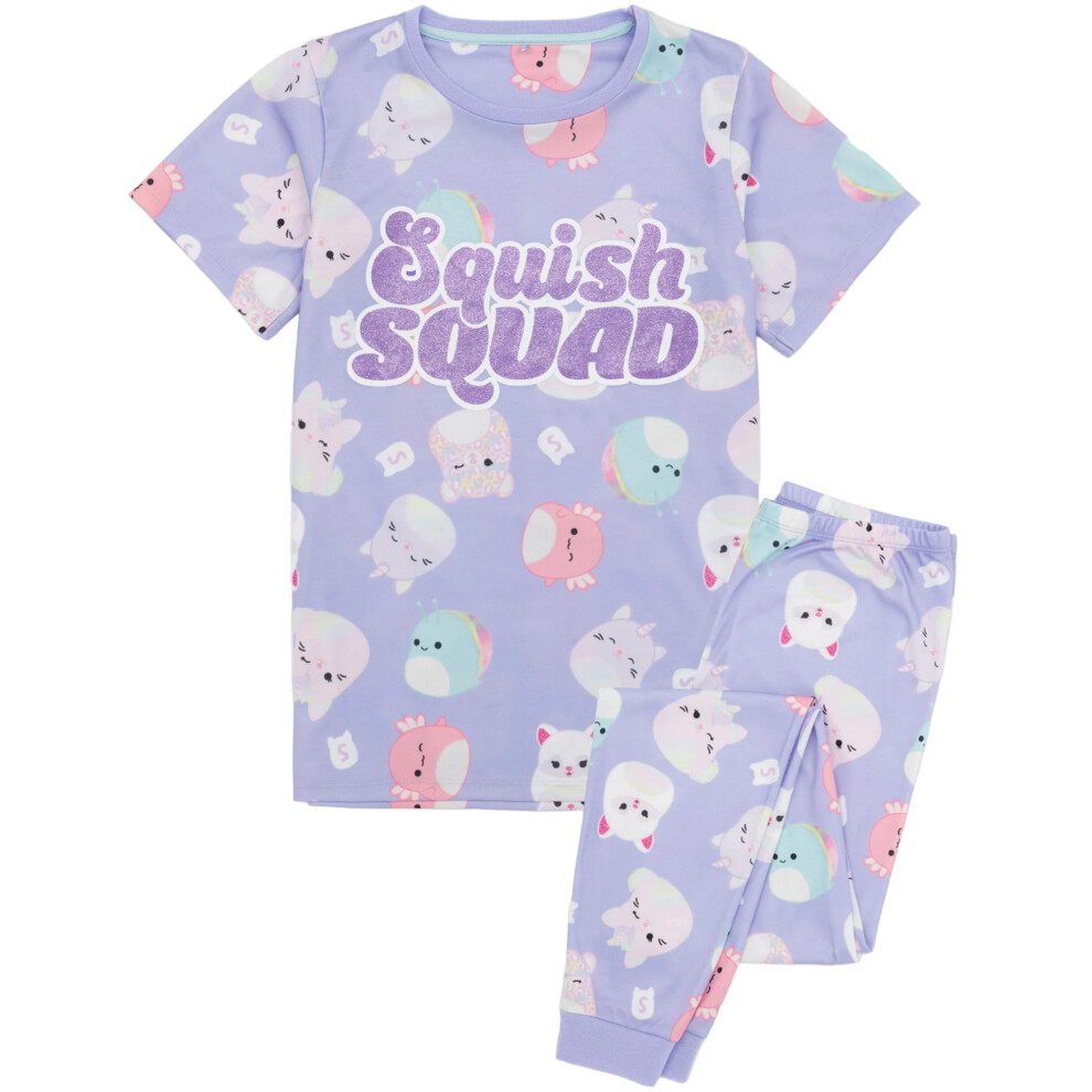 (11-12 Years, Purple) Squishmallows Childrens/Kids Pyjama Set