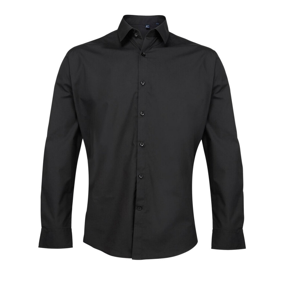 (14.5in, Black) Premier Mens Supreme Poplin Formal Shirt