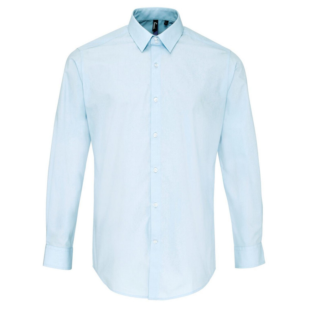 (19in, Light Blue) Premier Mens Supreme Poplin Formal Shirt