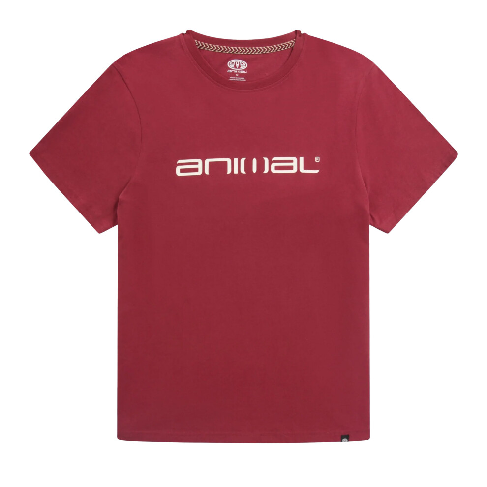 (XS, Burgundy) Animal Mens Classico Organic T-Shirt