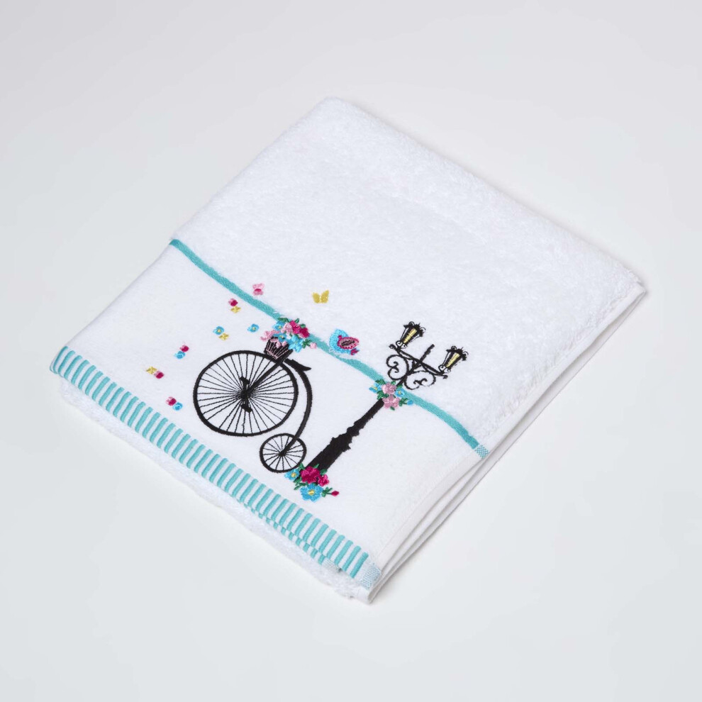 (Hand Towel) Turkish Cotton Embroidered Bicycle White-image-OPC-P8SVJ8Q-NEW