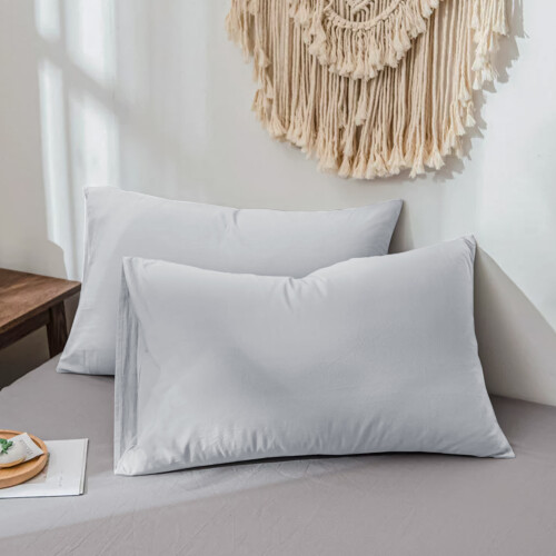 Imperial Rooms (Silver, Pillow Cases Only(50 x 75 cm)) Fitted Sheet Bed Sheets Extra Deep 25CM Single Double King Sizes