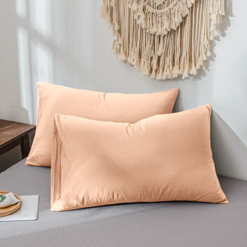 Imperial Rooms (Peach, Pillow Cases Only(50 x 75 cm)) Fitted Sheet Bed Sheets Extra Deep 25CM Single Double King Sizes
