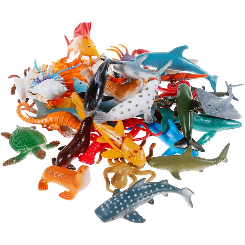 NABANCE Sea Animal Figures Toys 38PCS Nabance Mini Toys Set Realistic Animal Sea Life Figures Toy Educational Animal Learning Bath Toys