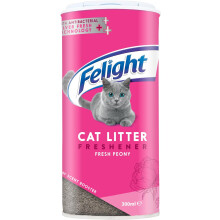 Felight Antibacterial Cat Litter Freshener Powder, Floral Peony Scent - Effective Odour Control, Longer Lasting Freshness, Made in the UK (300ml)