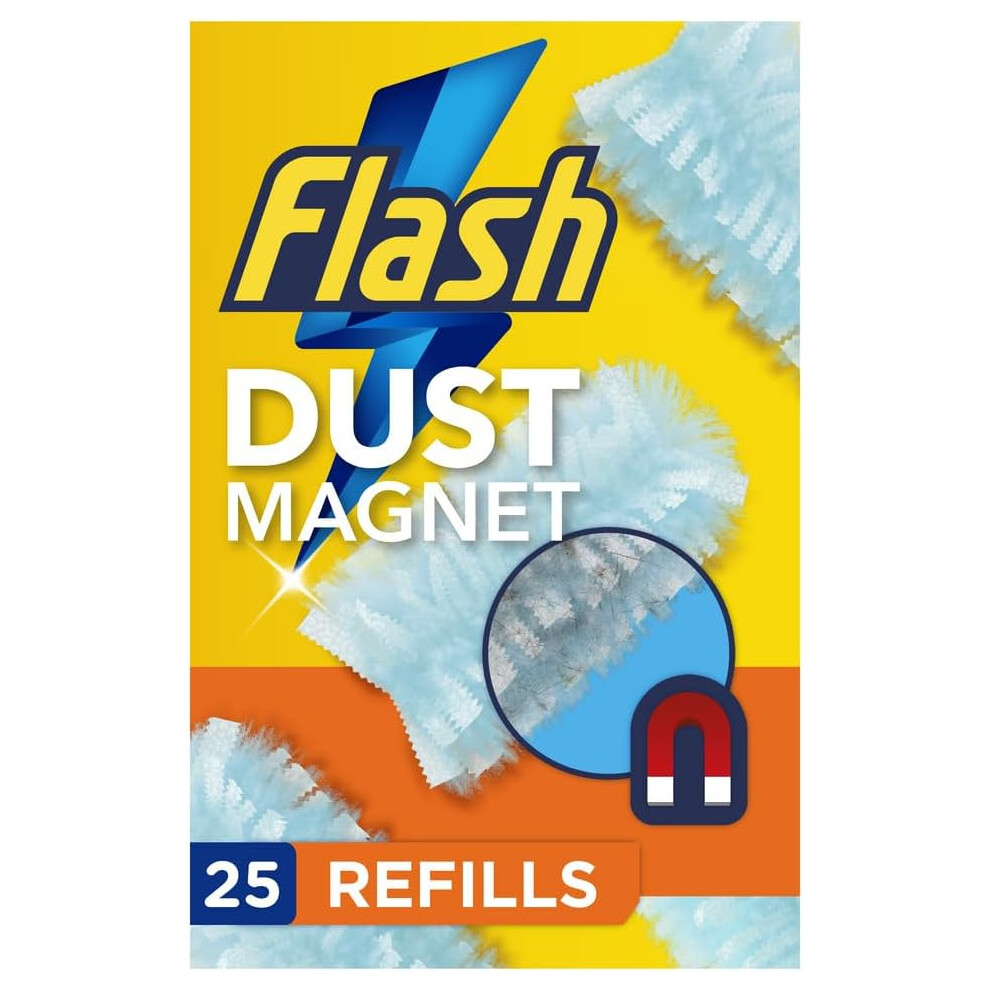 Flash Duster Dust Magnet Refills, 25 Dusters (5x5), Trap & Lock Away Dust, Dirt, Hair & Allergens In No Time