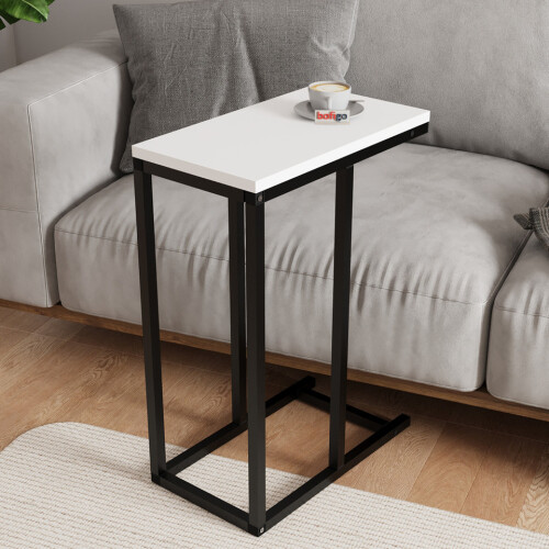 URBN Living (White) C-Shape Metal & Wood Sofa Side Nesting Table 2