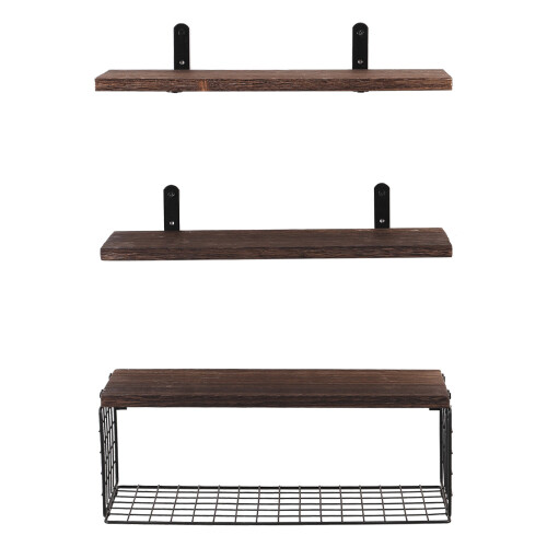 Living And Home 3Pcs Wooden Wall Floating Shelves 2
