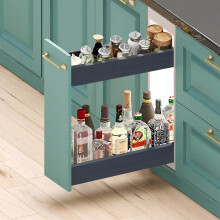 (15cm W x 43cm D x 45cm H) 2-Tier Kitchen Cabinet Pull Out Aluminium Shelf