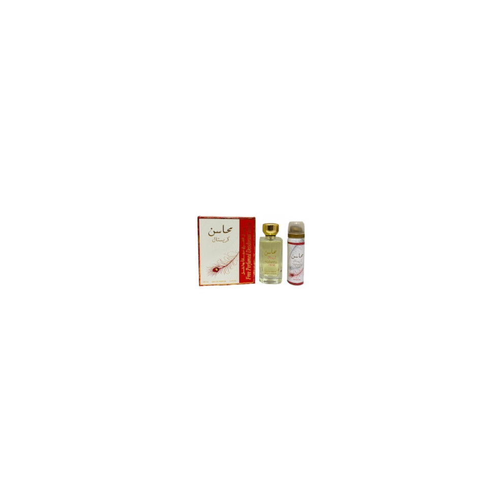 Lattafa Perfumes - Mahasin Crystal Gift set EDP 100 ml and deospray 75 ml 100ml