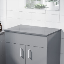 Nes Home 500mm Gloss Steel Grey MDF Bathroom Worktop For Vanity Cabinet