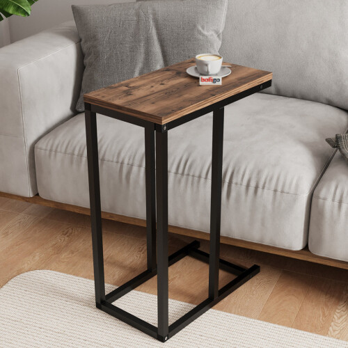 URBN Living (Burnt Oak) C-Shape Metal & Wood Sofa Side Nesting Table 2