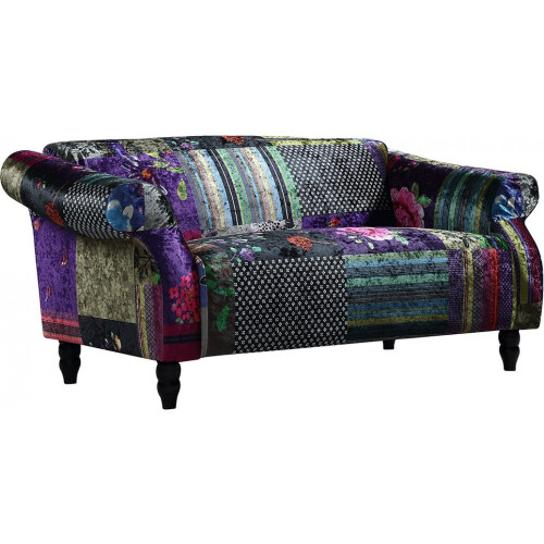 Anna Fabric Sofa Patchwork 2 Seater Sofa