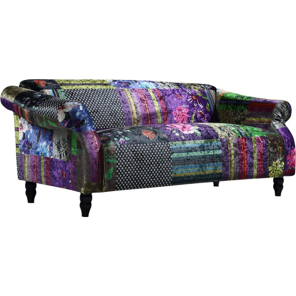 Anna Fabric Sofa Patchwork 3 Seater Sofa