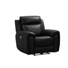 Anncey Genuine Leather Black Electric Power Recliner Armchair
