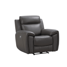 Anncey Genuine Leather Grey Electric Power Recliner Armchair