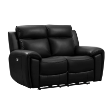Annecy Genuine Leather Black Electric Power Recliner 2 Seater Sofa