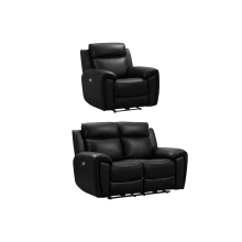 Annecy Genuine Leather Black Electric Power Recliner 2+1 Seater Sofa Set