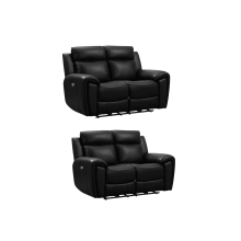 Annecy Genuine Leather Black Electric Power Recliner 2+2 Seater Sofa Set