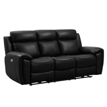 Annecy Genuine Leather Black Electric Power Recliner 3 Seater Sofa