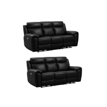 Annecy Genuine Leather Black Electric Power Recliner 3+3 Seater Sofa Set