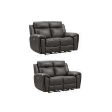Annecy Genuine Leather Grey Electric Power Recliner 2+2 Seater Sofa Set