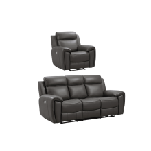 Annecy Genuine Leather Grey Electric Power Recliner 3+1 Seater Sofa Set