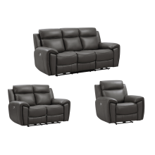 Annecy Genuine Leather Grey Electric Power Recliner 3+2+1 Seater Sofa Set
