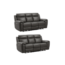 Annecy Genuine Leather Grey Electric Power Recliner 3+3 Seater Sofa Set