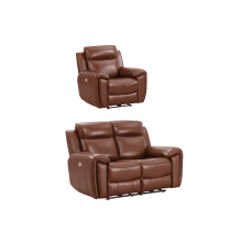 Annecy Genuine Leather Tan Electric Power Recliner 2+1 Seater Sofa Set