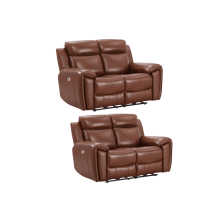 Annecy Genuine Leather Tan Electric Power Recliner 2+2 Seater Sofa Set