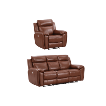 Annecy Genuine Leather Tan Electric Power Recliner 3+1 Seater Sofa Set