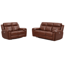 Annecy Genuine Leather Tan Electric Power Recliner 3+2 Seater Sofa Set