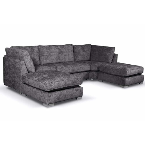 Bishop Coal Alaska Fabric U Shape High Back Corner Sofa