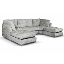 Bishop Silver Alaska Fabric U Shape High Back Corner Sofa