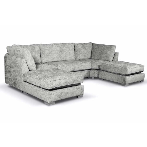 Bishop Silver Alaska Fabric U Shape High Back Corner Sofa