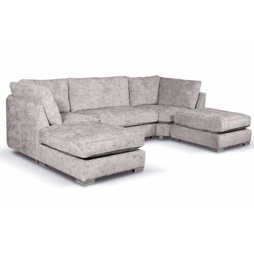 Bishop Truffle Alaska Fabric U Shape High Back Corner Sofa