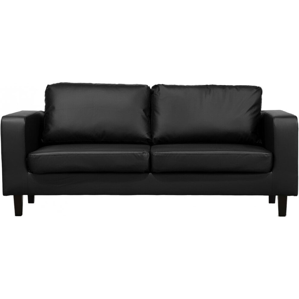 Box Black Leather 2 Seater Sofa